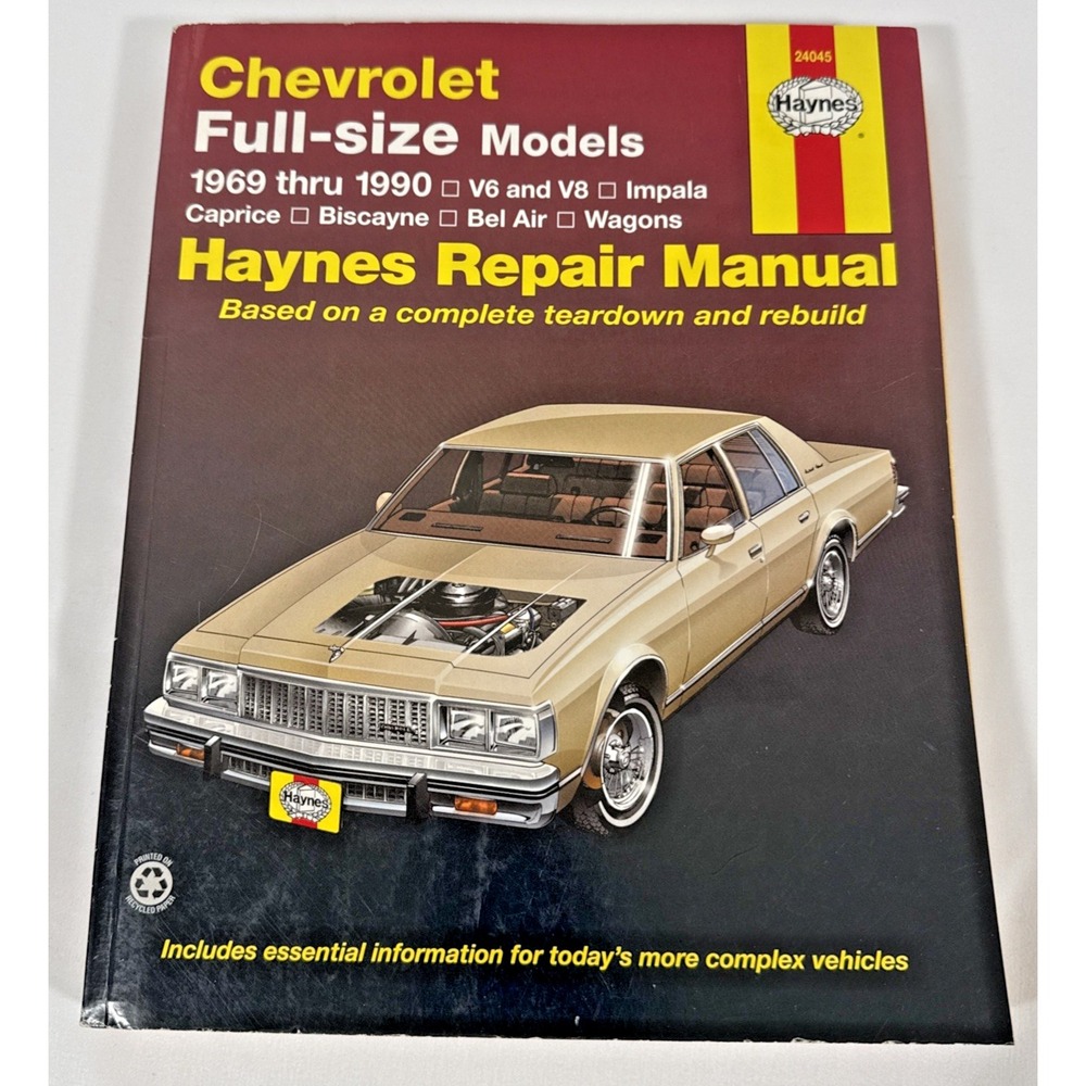 Haynes Repair Manual Chevy Full-Size Models 1969-1990 V6 V8 Brown 24045